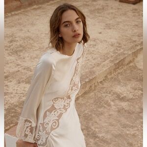 Ulla Johnson Cream Lace Long Sleeve Dress